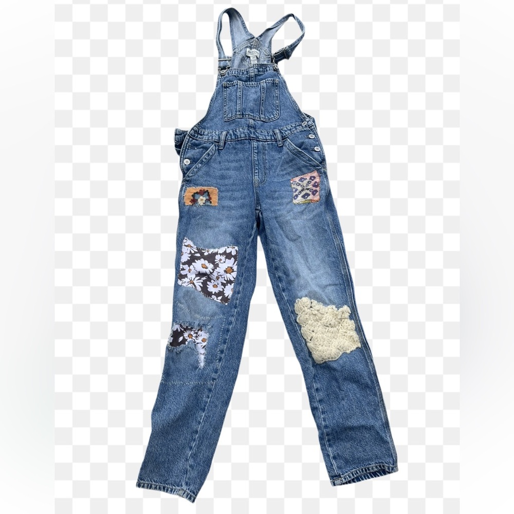 Arizona Jean Co Blue Denim Overalls with Patchwork